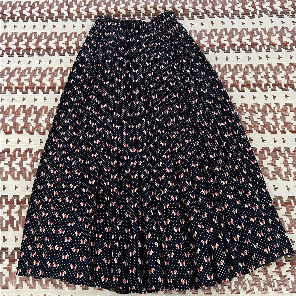 Vintage Midi Skirt with Scottie Print (XS-S)